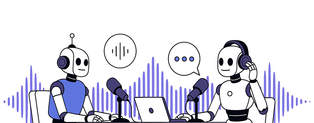 AI-powered podcast illustration featuring Curiopod's educational content platform